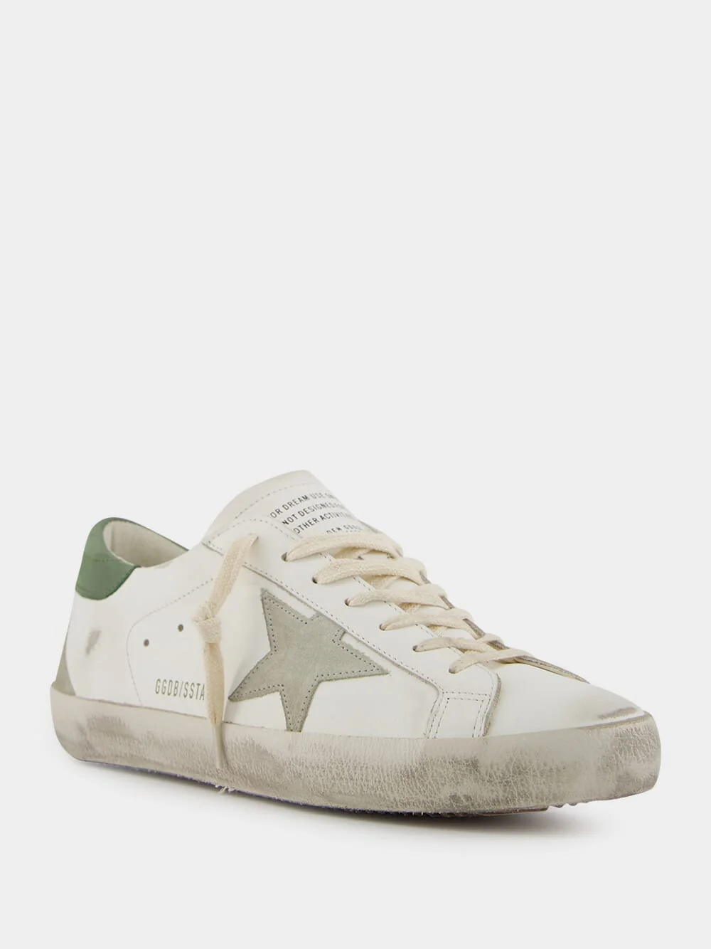 White Superstar Leather Sneakers with Green Details - Image 2