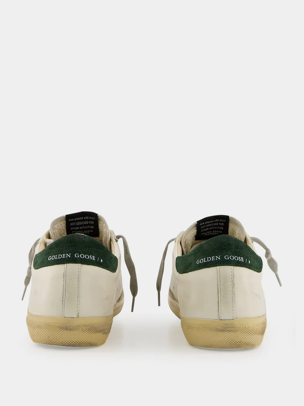 White Superstar Sneakers with Green Suede Heel - Image 5