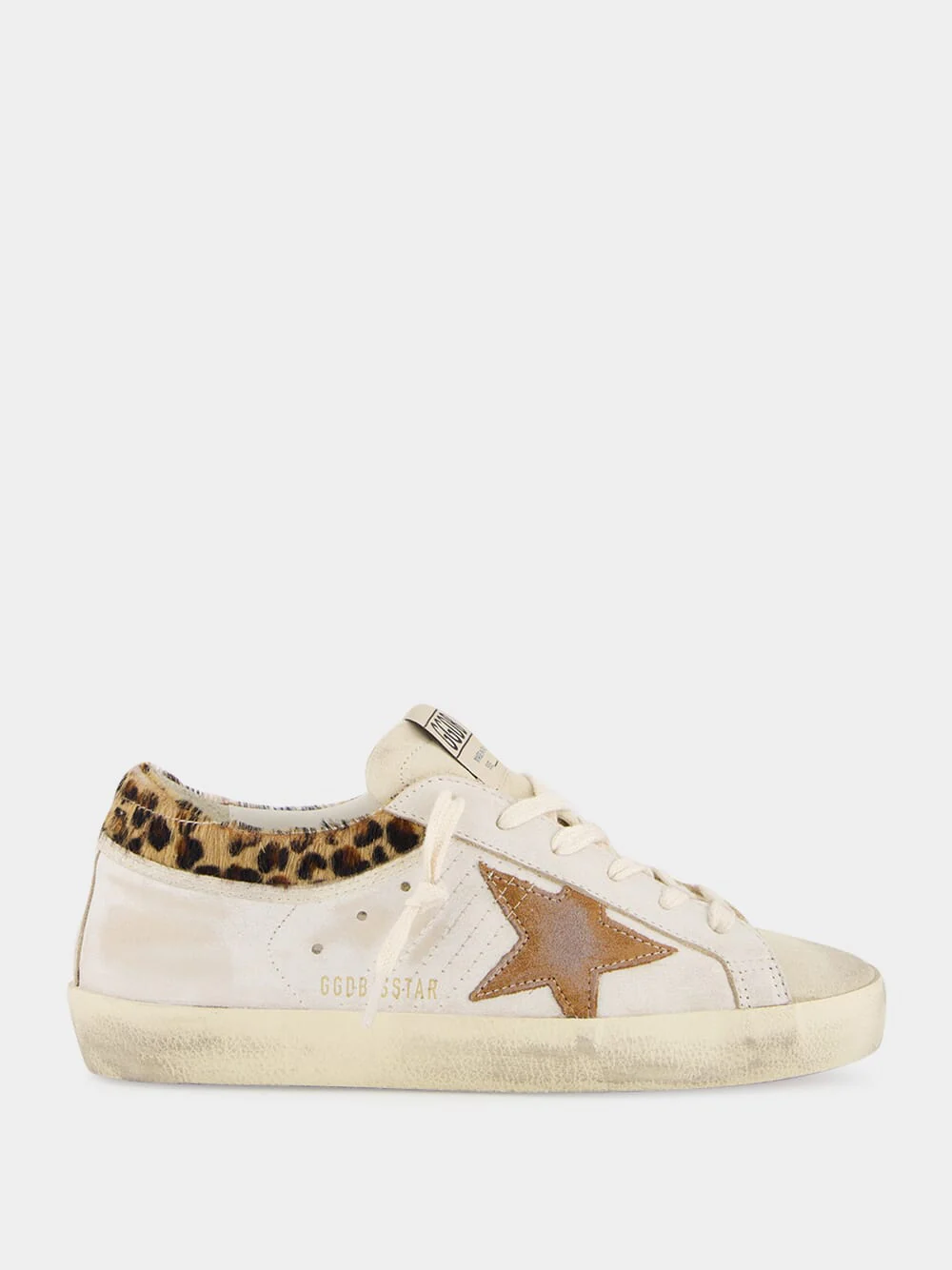 White Superstar Sneakers with Leopard Heel