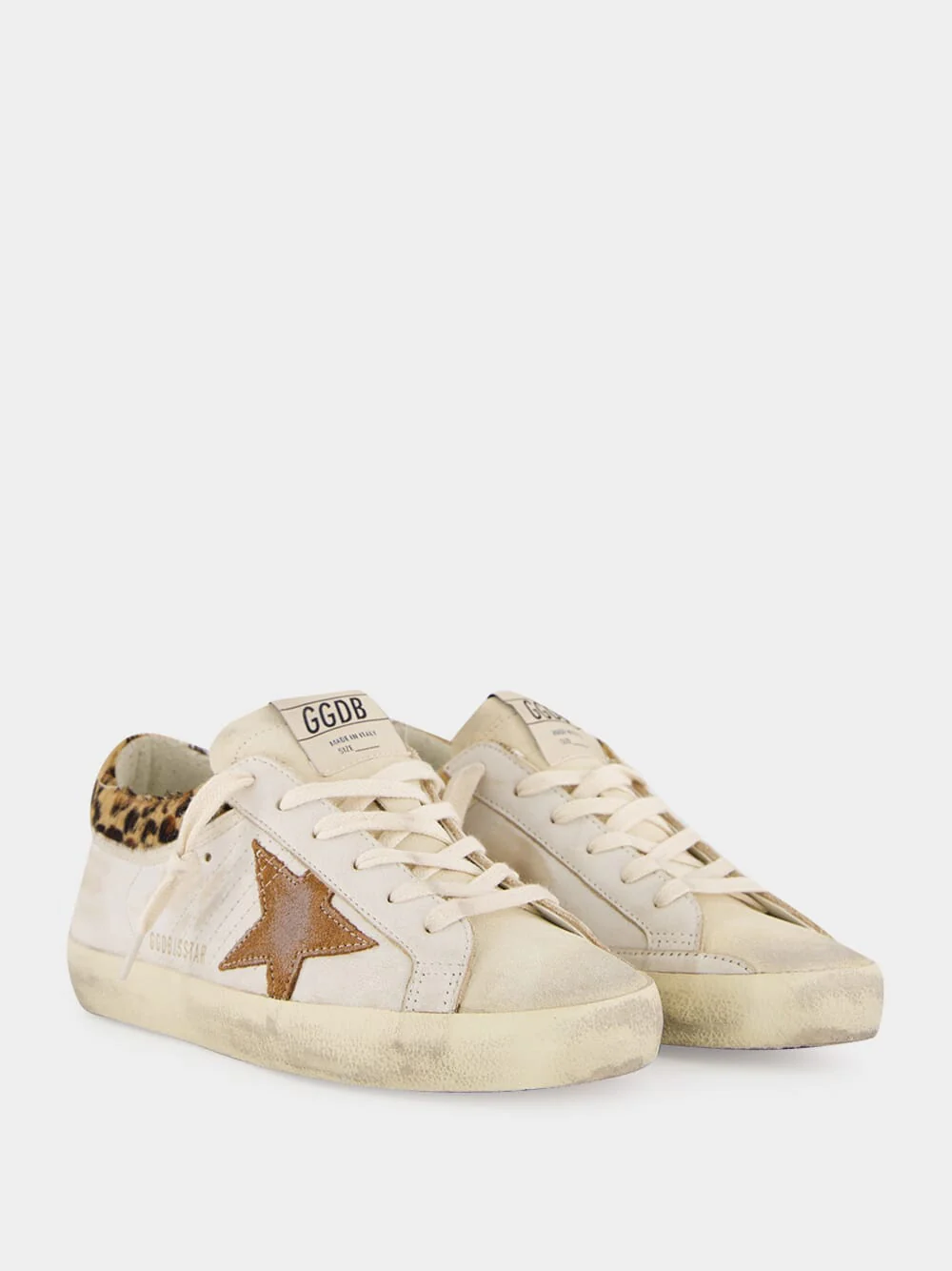White Superstar Sneakers with Leopard Heel - Image 3