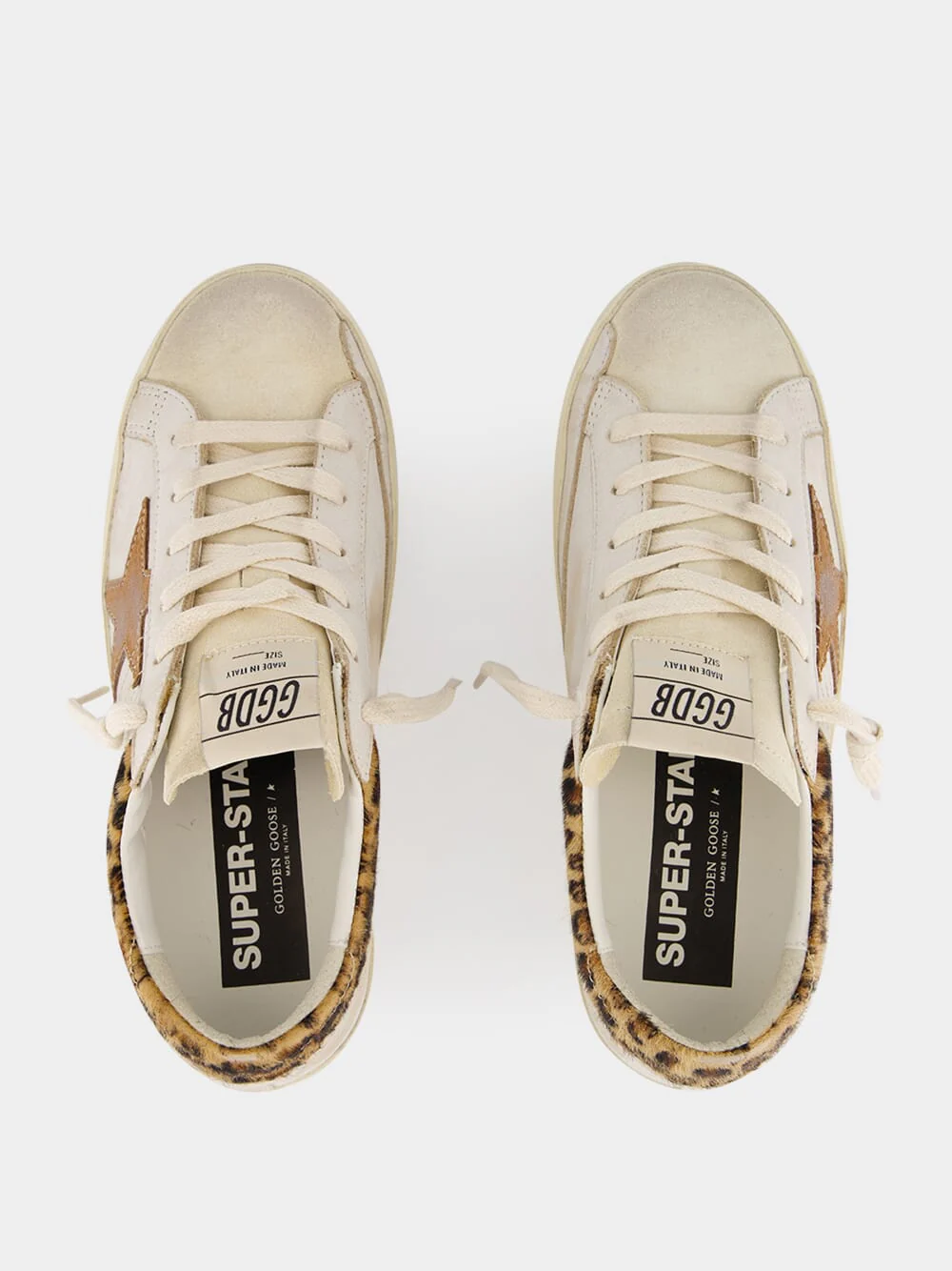 White Superstar Sneakers with Leopard Heel - Image 4