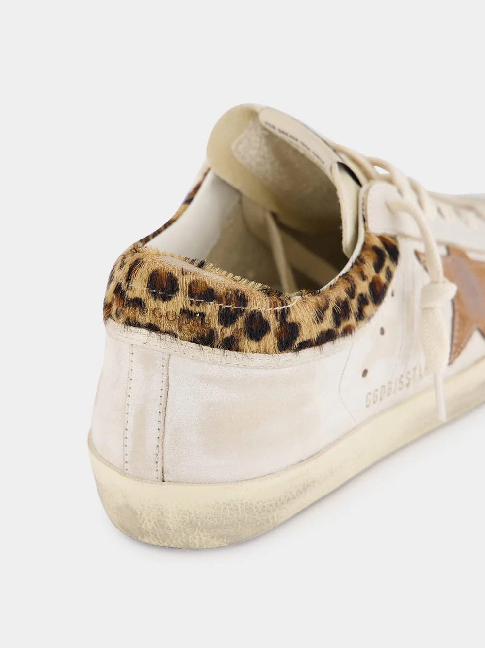 White Superstar Sneakers with Leopard Heel - Image 6