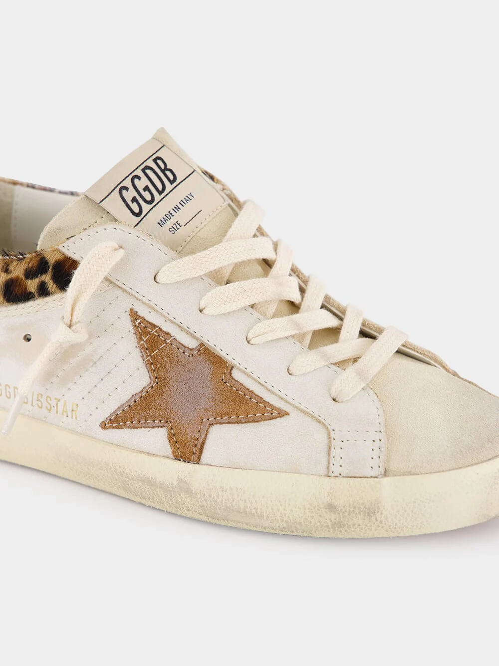 White Superstar Sneakers with Leopard Heel - Image 7