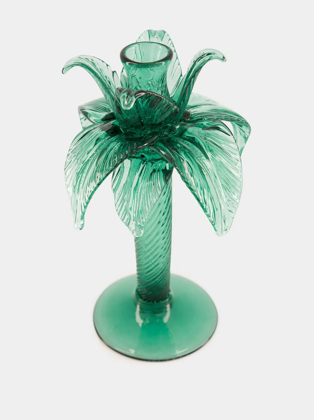 Green Palm Tree Glass Candelabra - Image 3