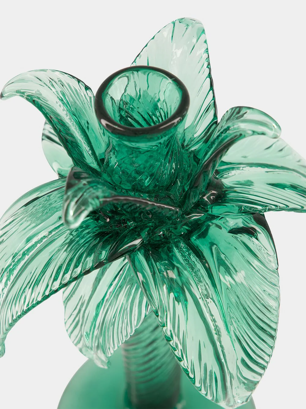 Green Palm Tree Glass Candelabra - Image 4
