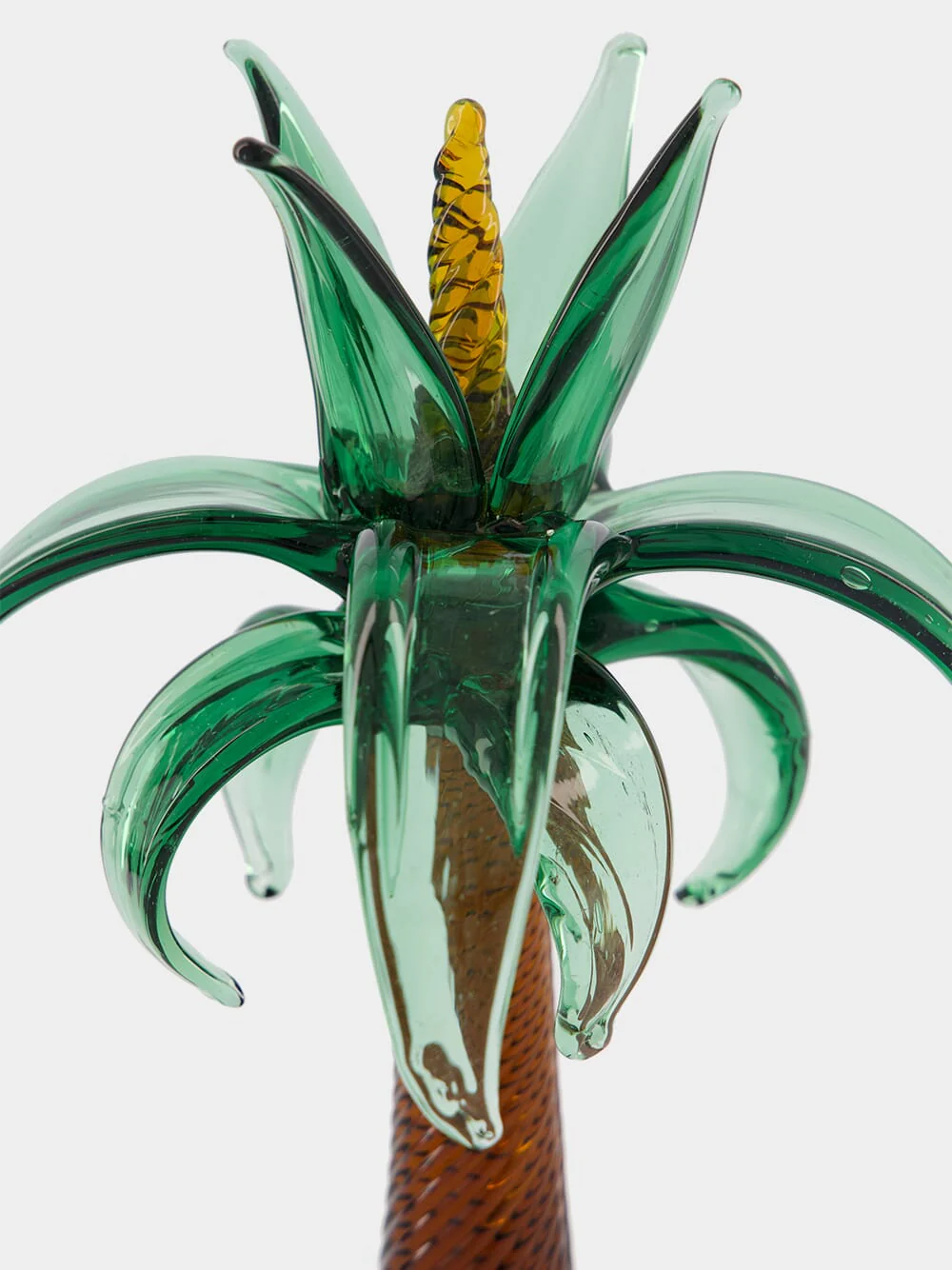 Hand-Blown Green and Topaz Palm Tree Sculpture - Image 3