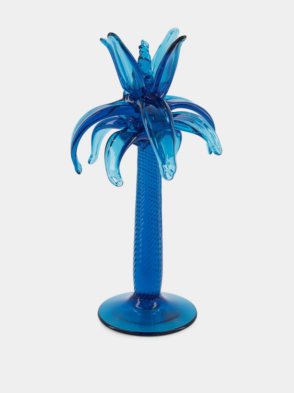 Hand-Blown Turquoise Palm Tree Sculpture