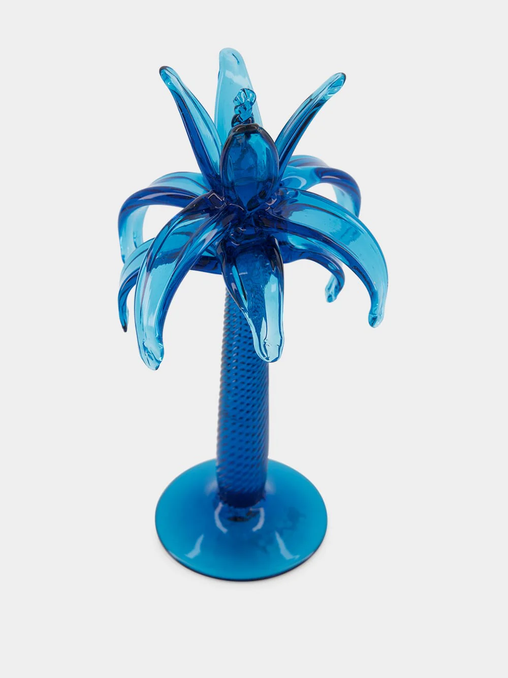 Hand-Blown Turquoise Palm Tree Sculpture - Image 2