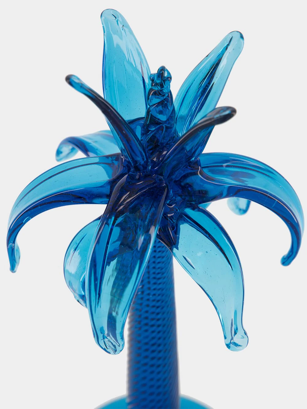 Hand-Blown Turquoise Palm Tree Sculpture - Image 3