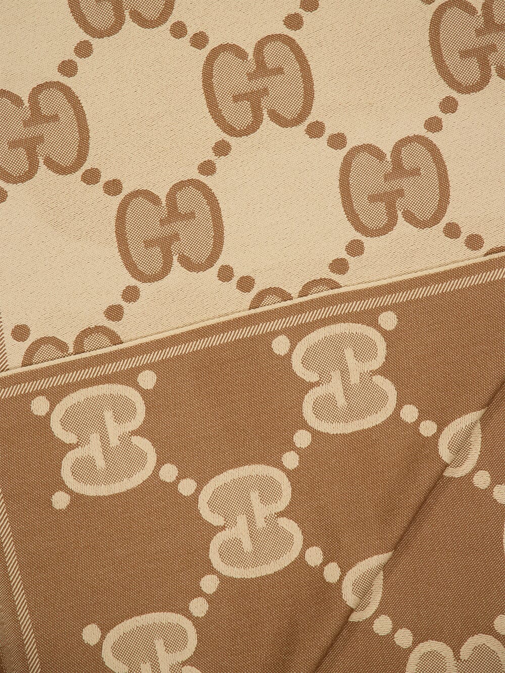 Beige GG Wool Jacquard Scarf - Image 2
