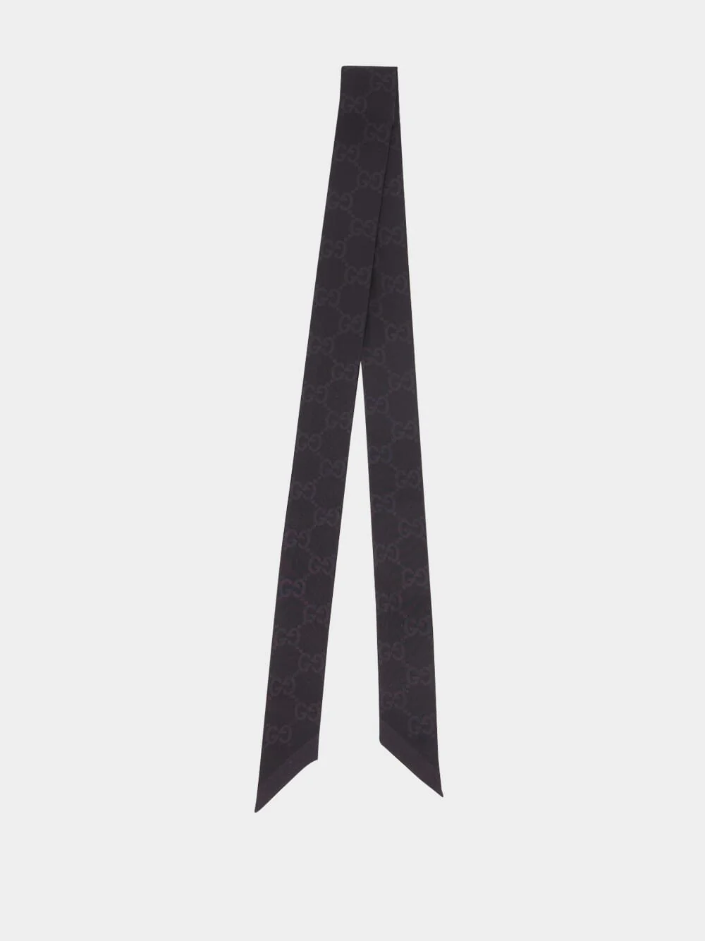 Black GG Print Silk Neck Bow