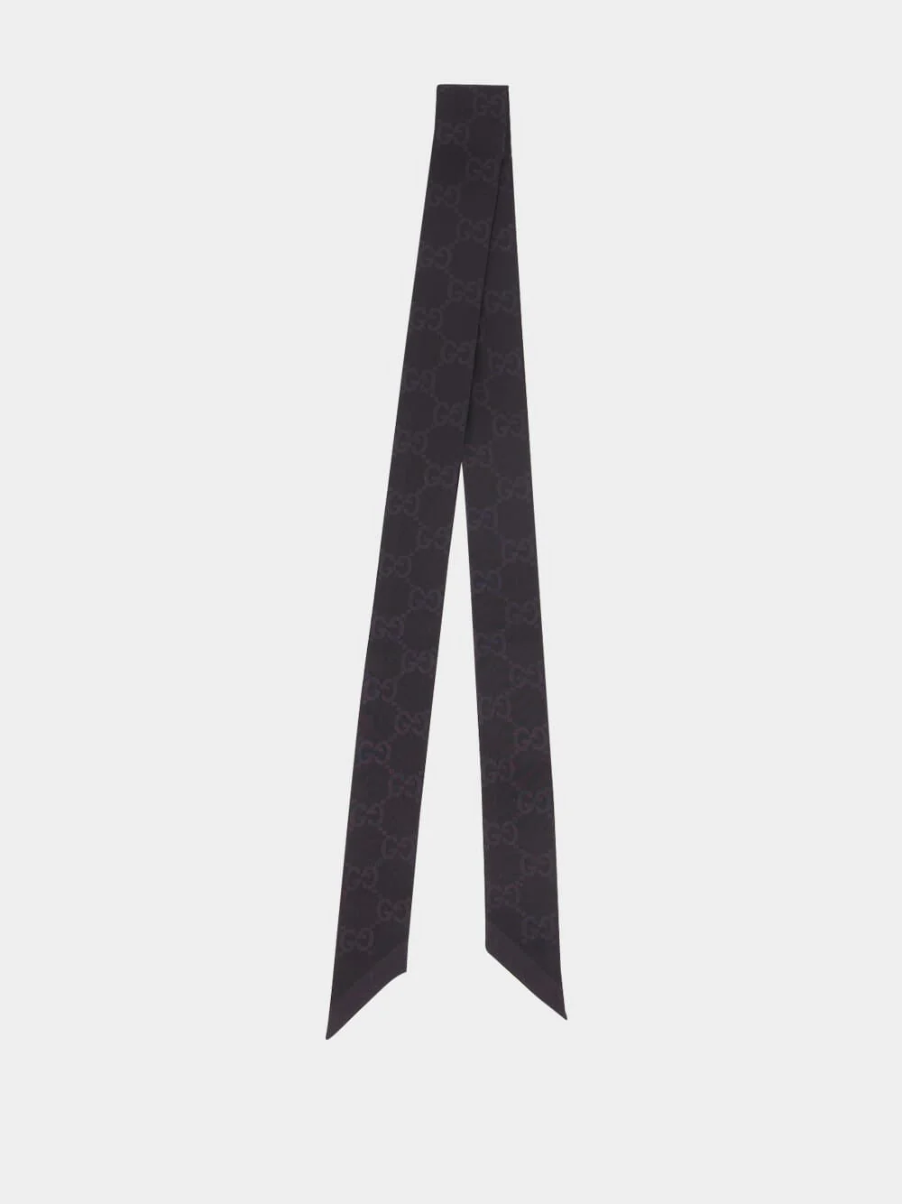 Black GG Print Silk Neck Bow - Image 3