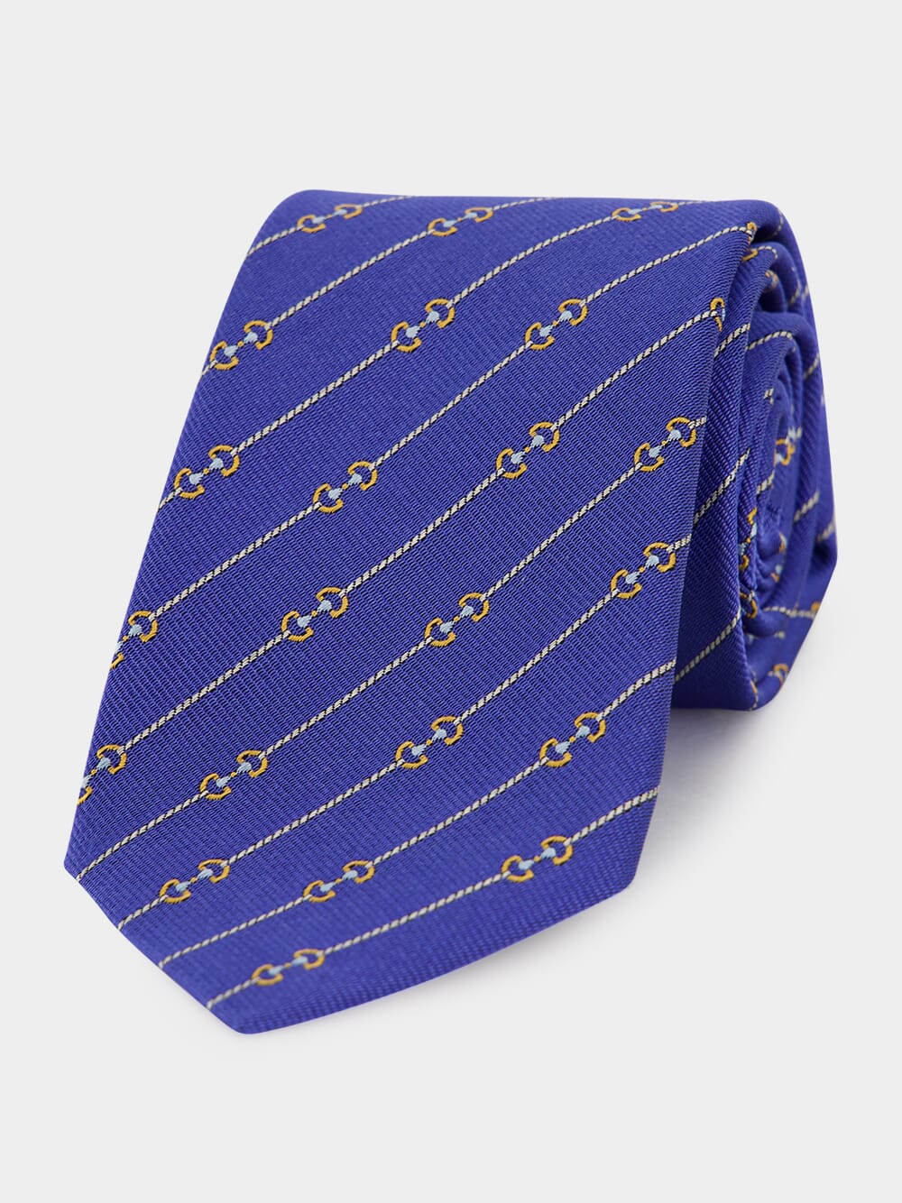 Blue Horsebit Silk Jacquard Tie