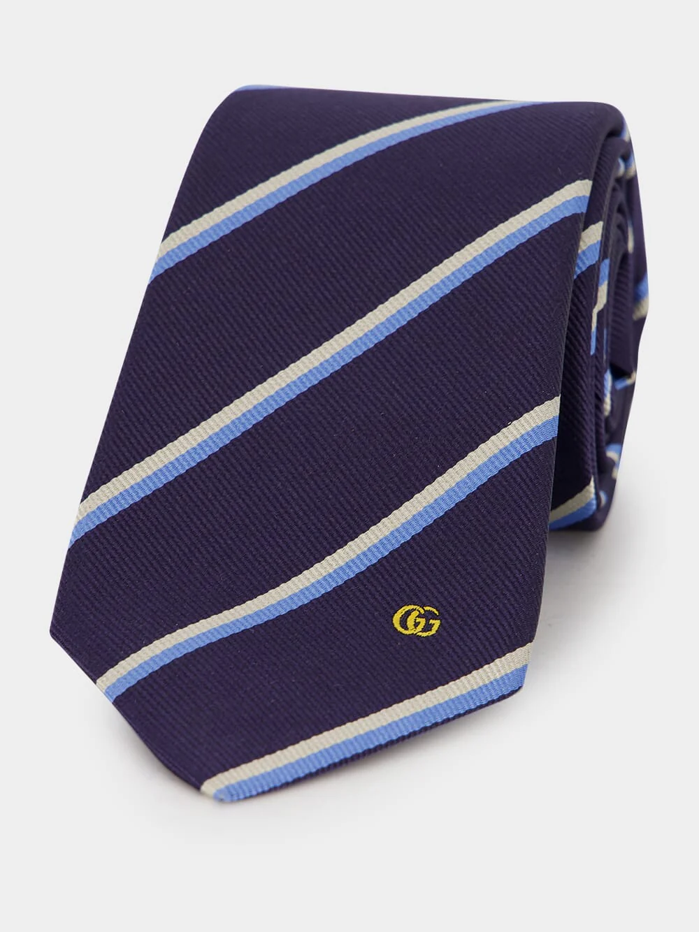 Dark Blue Embroidered Silk Jacquard Tie