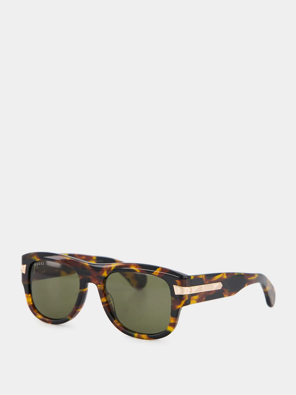 Dark Tortoiseshell Gold-Detail Square Sunglasses - Image 3
