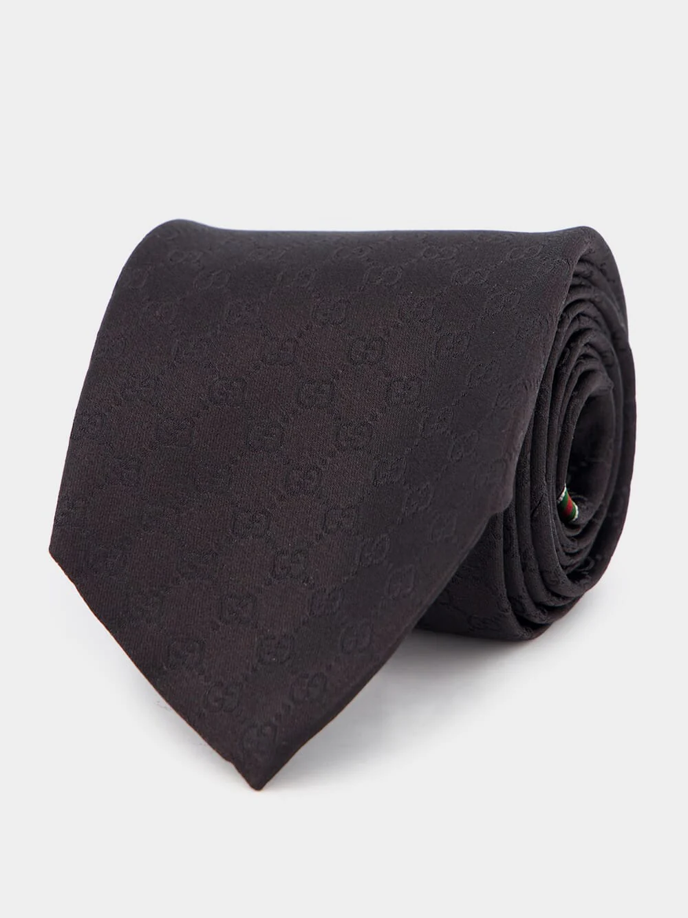 GG Monogram Black Silk Tie