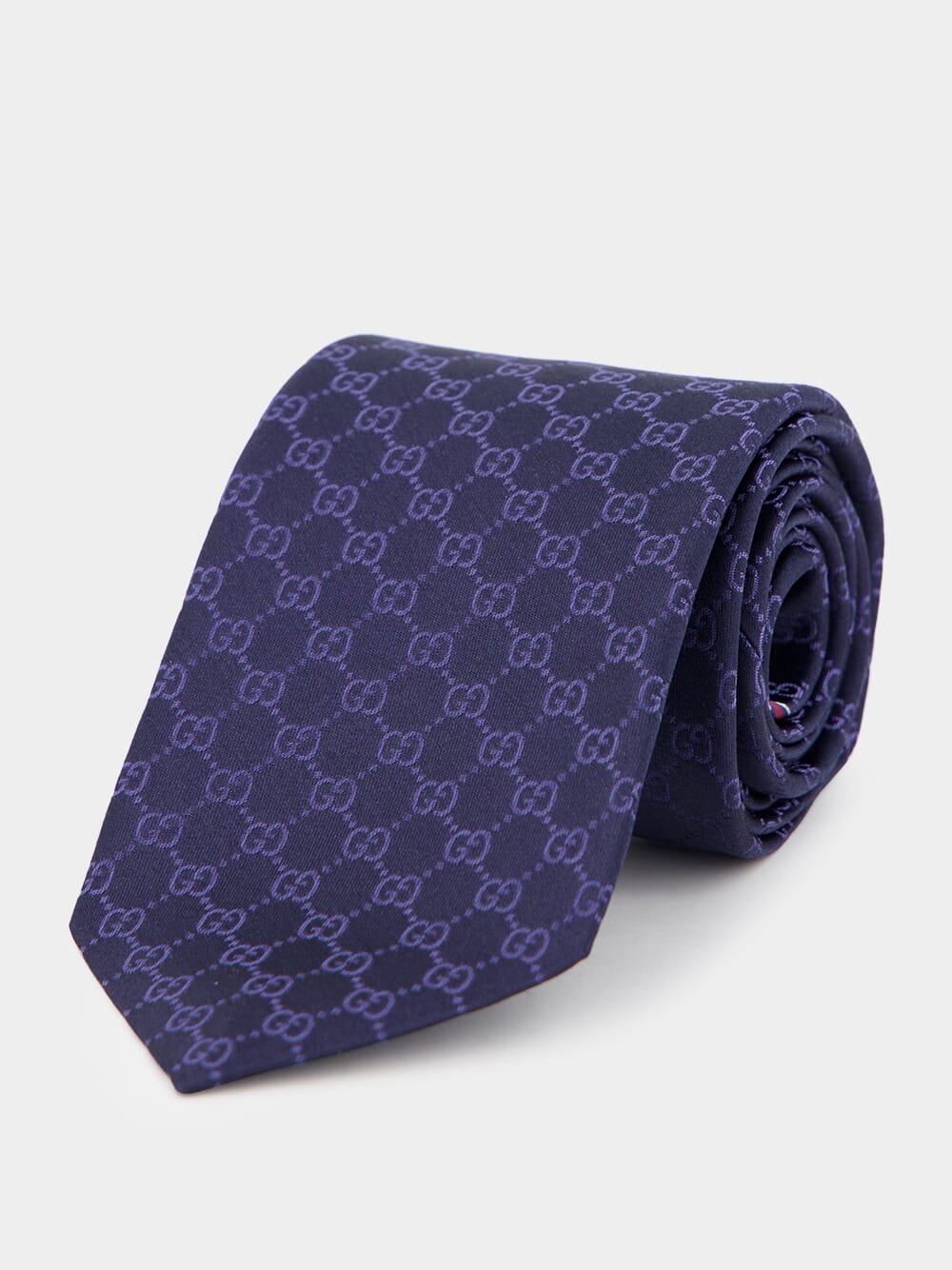 GG Monogram Blue Silk Tie