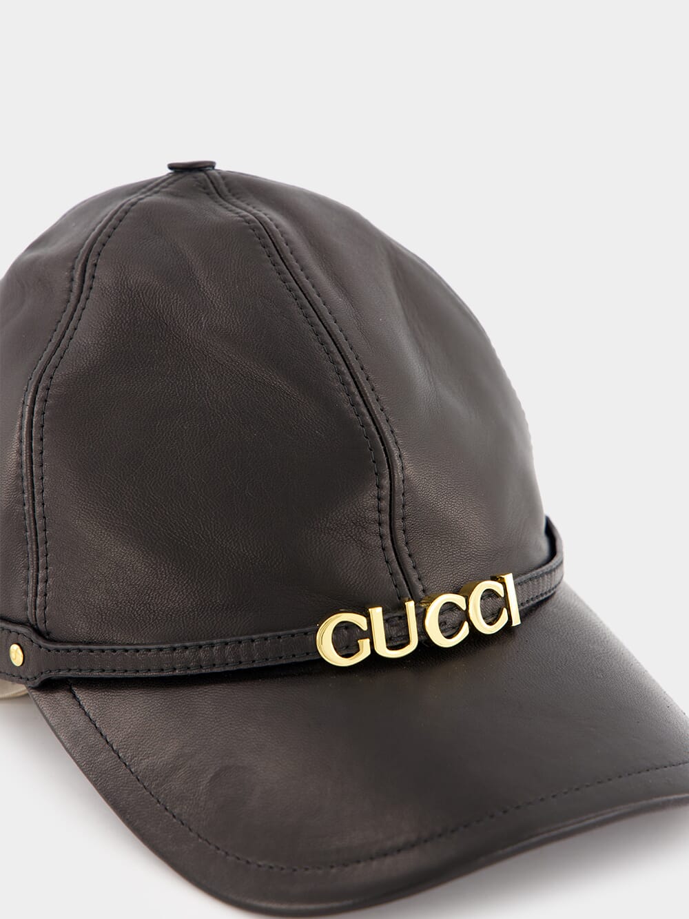 Gucci Detail Leather Baseball Hat - Image 3