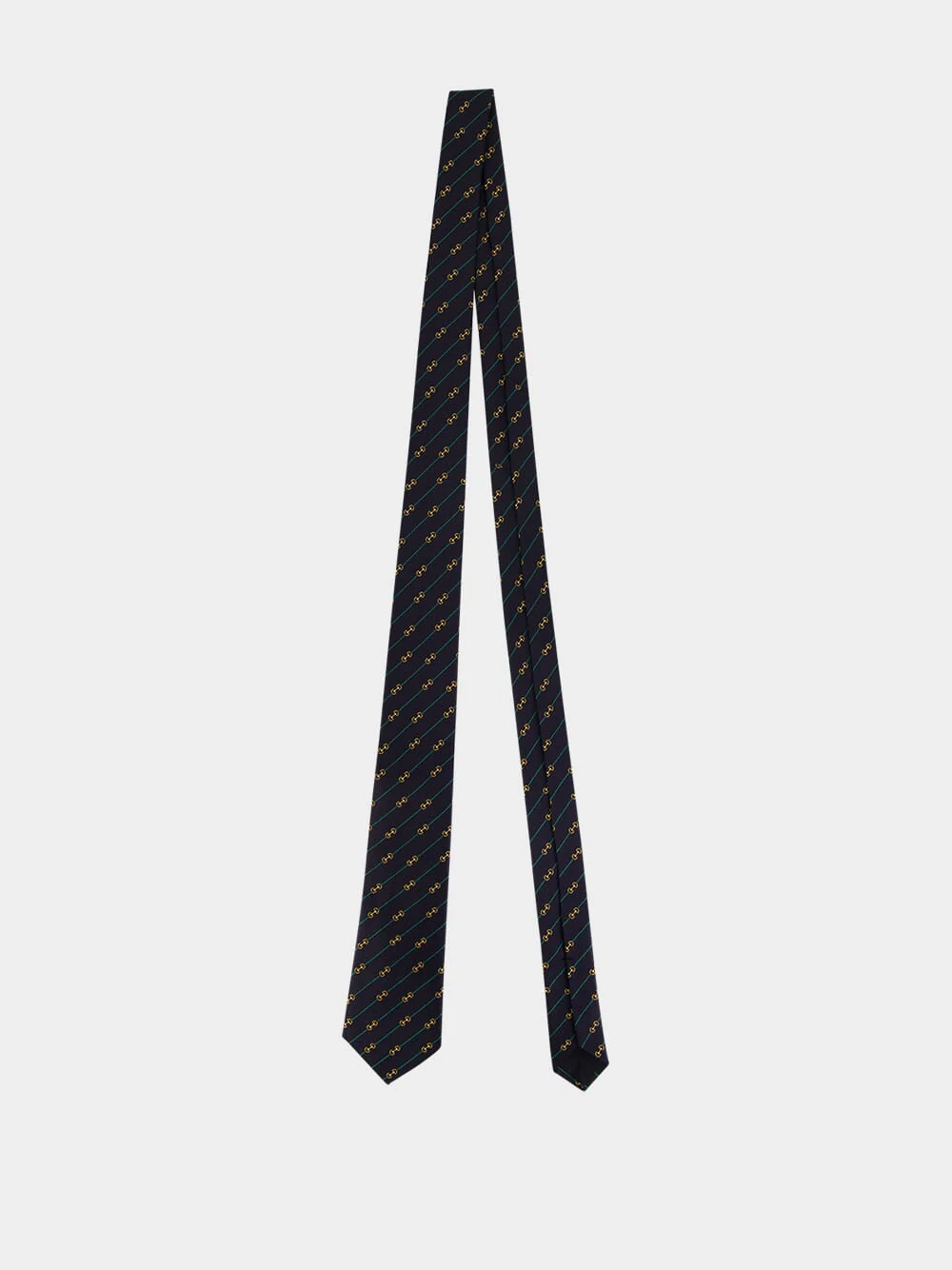 Midnight Blue Horsebit Silk Jacquard Tie - Image 2