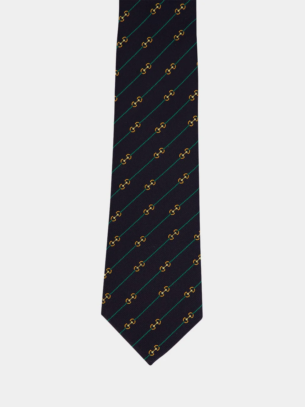Midnight Blue Horsebit Silk Jacquard Tie - Image 3