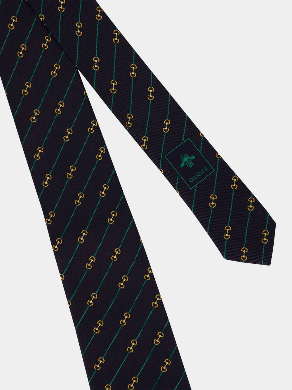 Midnight Blue Horsebit Silk Jacquard Tie - Image 4