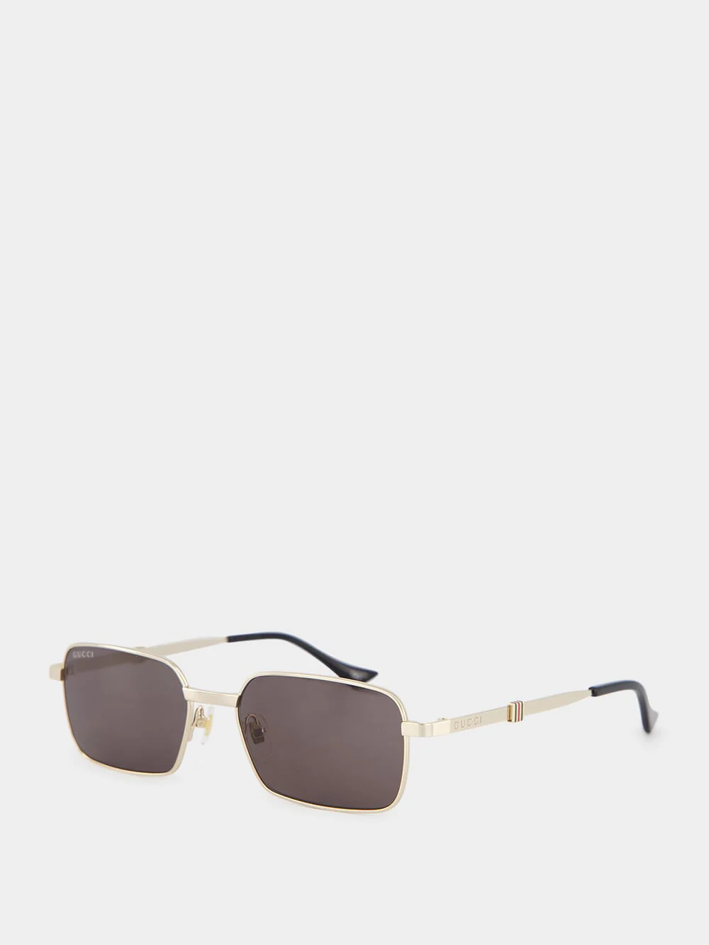 Rectangular Gold-Toned Grey Lens Sunglasses - Image 3