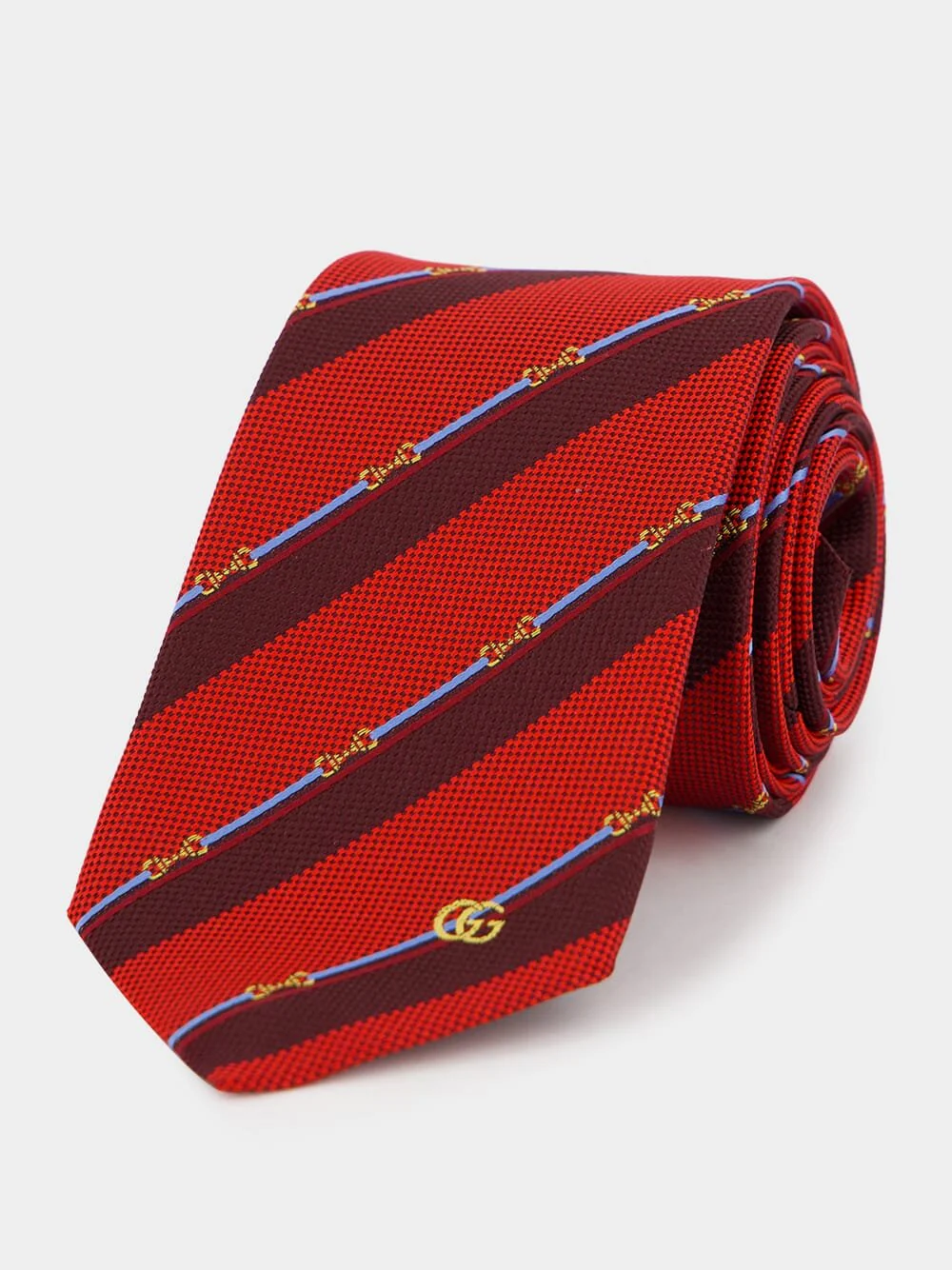 Red Horsebit Silk Tie