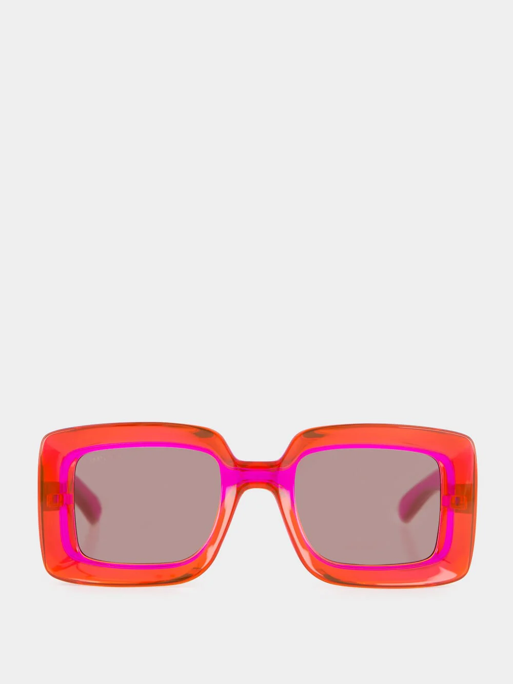 Transparent Fuchsia Square Sunglasses