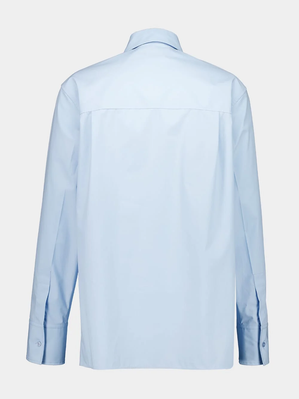 Baby Blue Cotton Poplin Shirt with Embossed Logo - Image 2