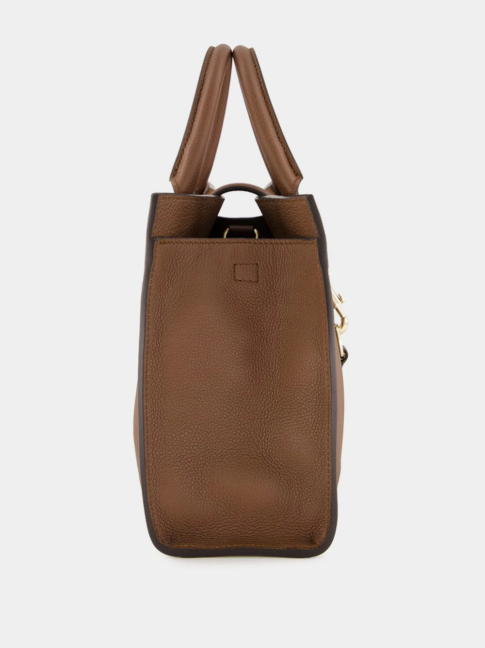Brown Medium Tote Bag with Hook Closure - Image 3