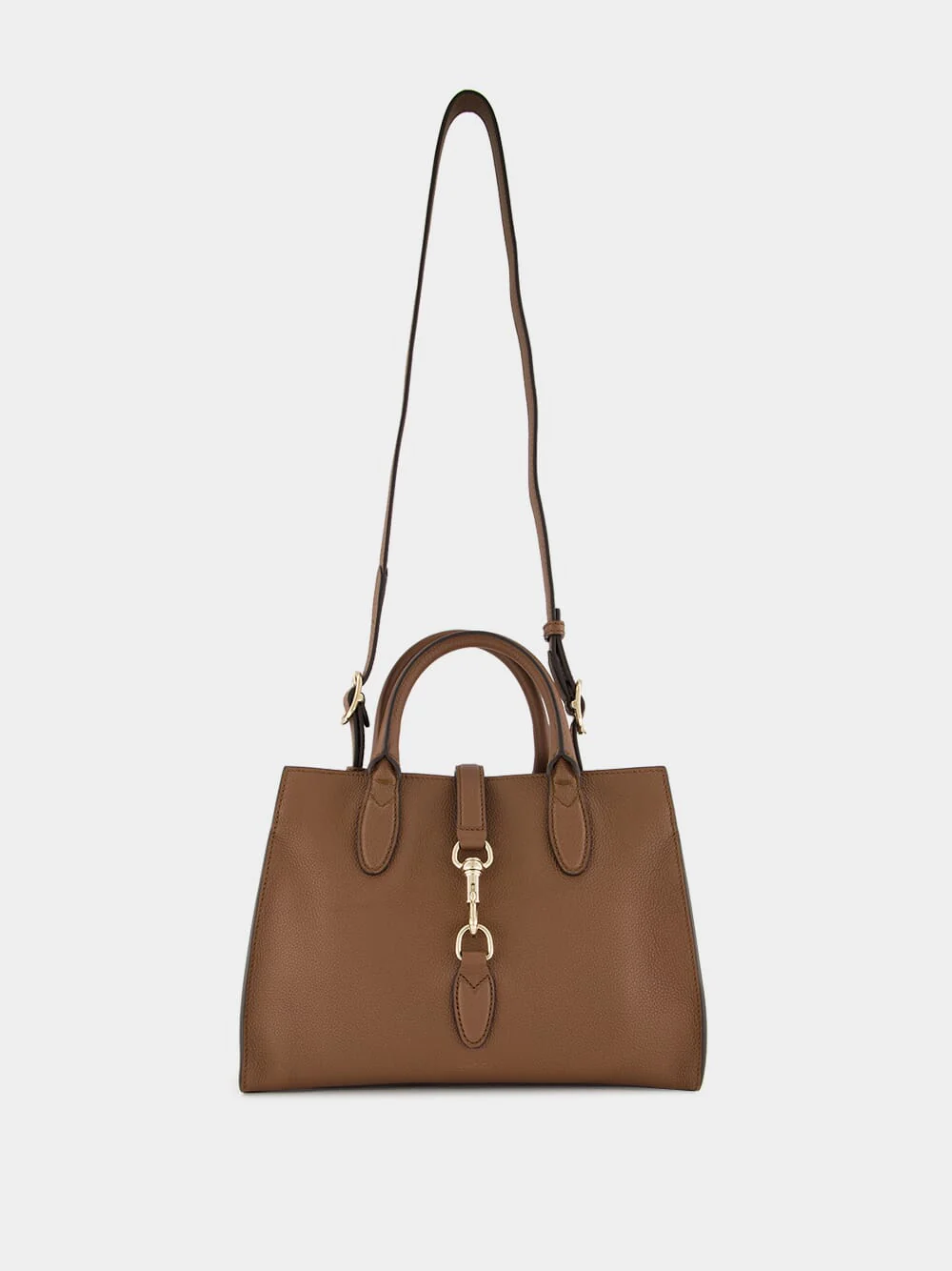Brown Medium Tote Bag with Hook Closure - Image 4