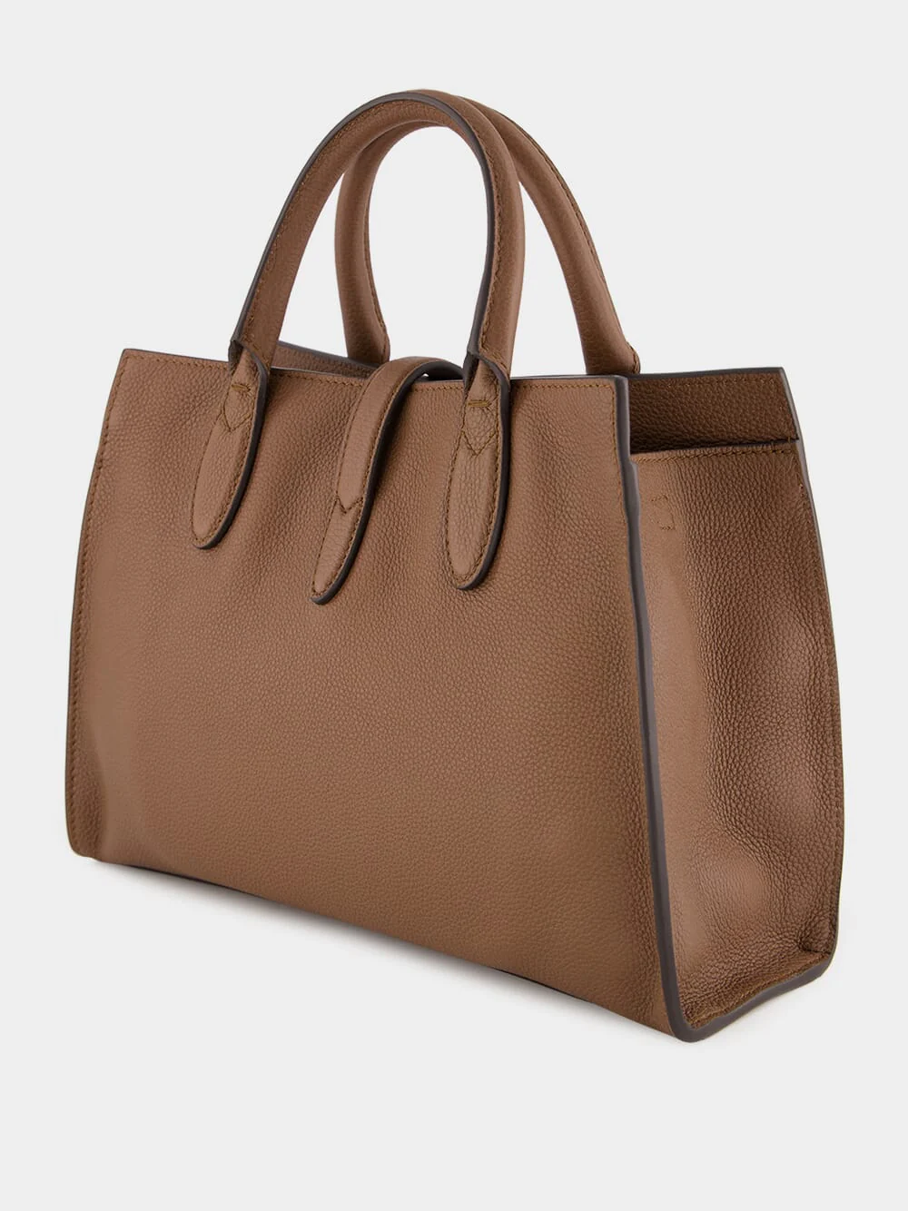 Brown Medium Tote Bag with Hook Closure - Image 5