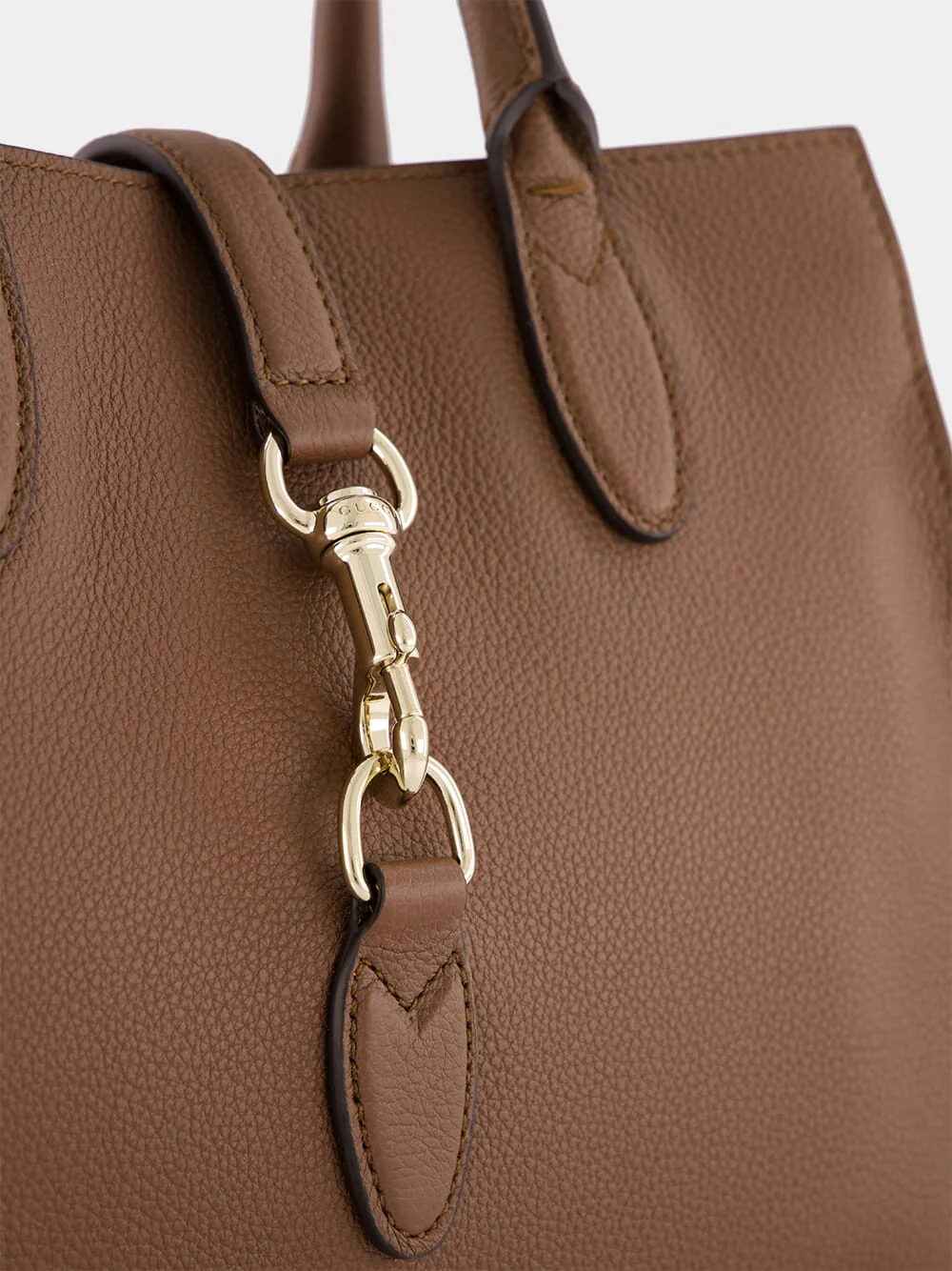 Brown Medium Tote Bag with Hook Closure - Image 7