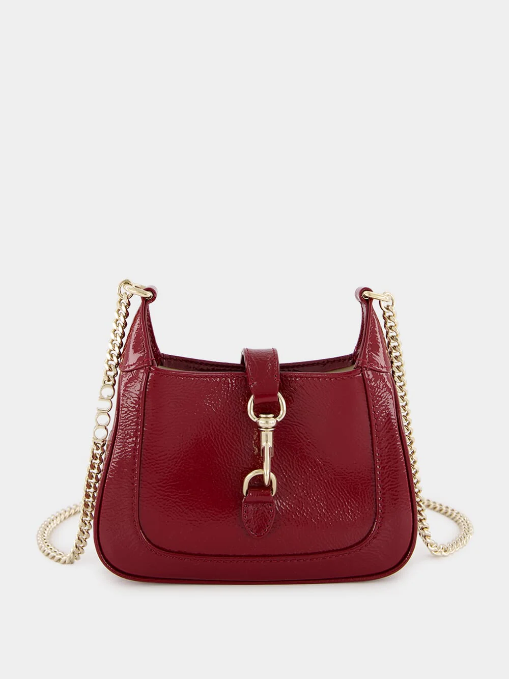 Jackie Notte Mini Rosso Ancora Patent Chain Bag
