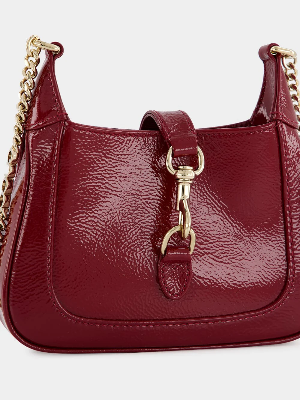 Jackie Notte Mini Rosso Ancora Patent Chain Bag - Image 7