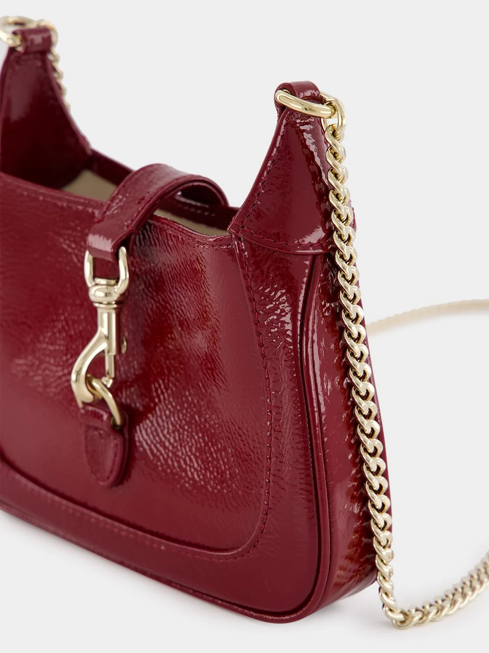 Jackie Notte Mini Rosso Ancora Patent Chain Bag - Image 8