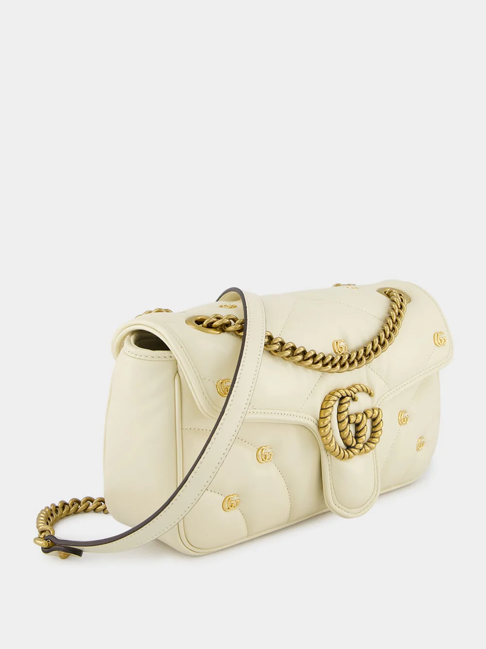 Small GG Marmont White Leather Bag - Image 2
