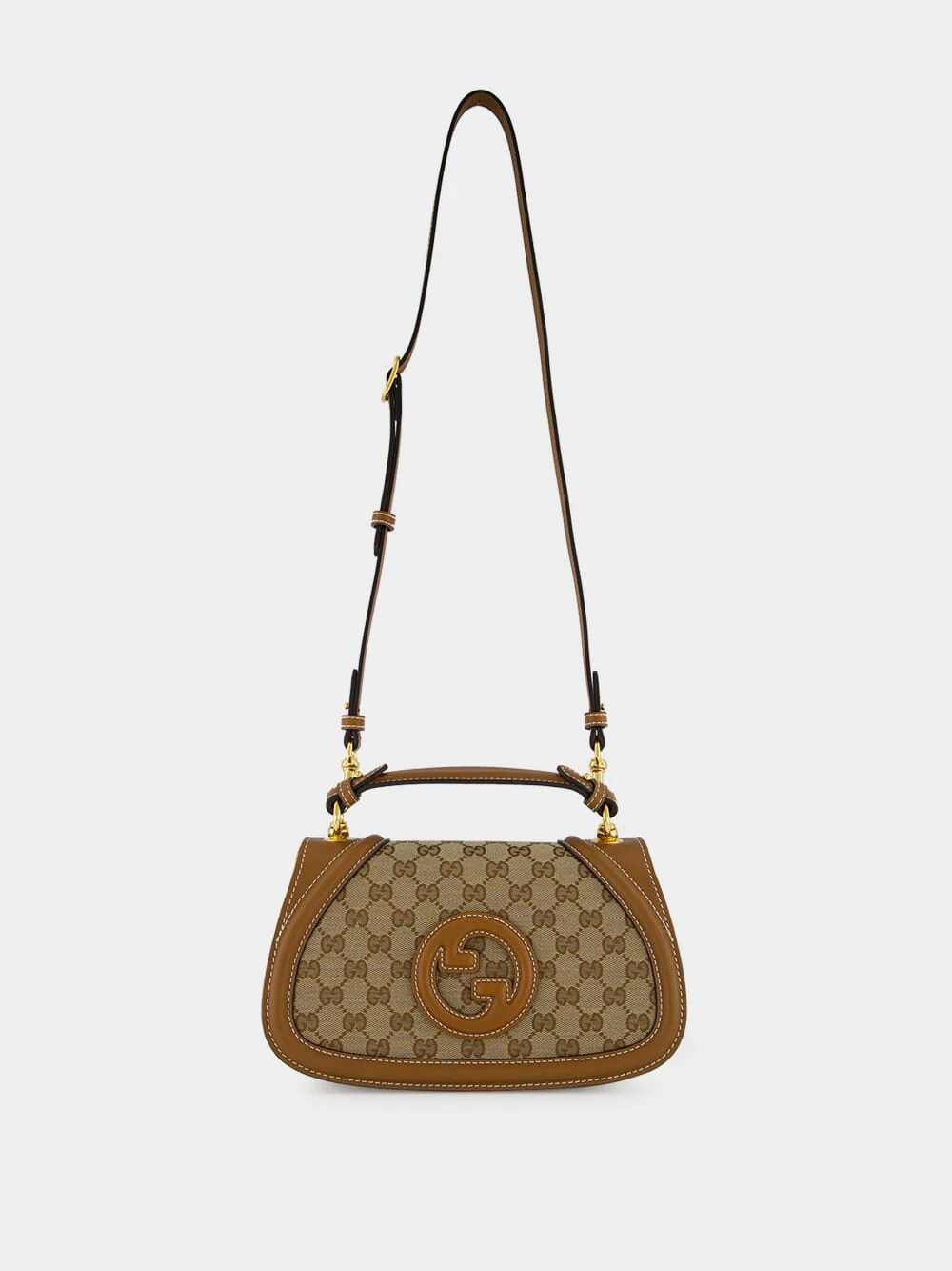 Beige and Dark Brown Blondie Small Top Handle Bag - Image 3