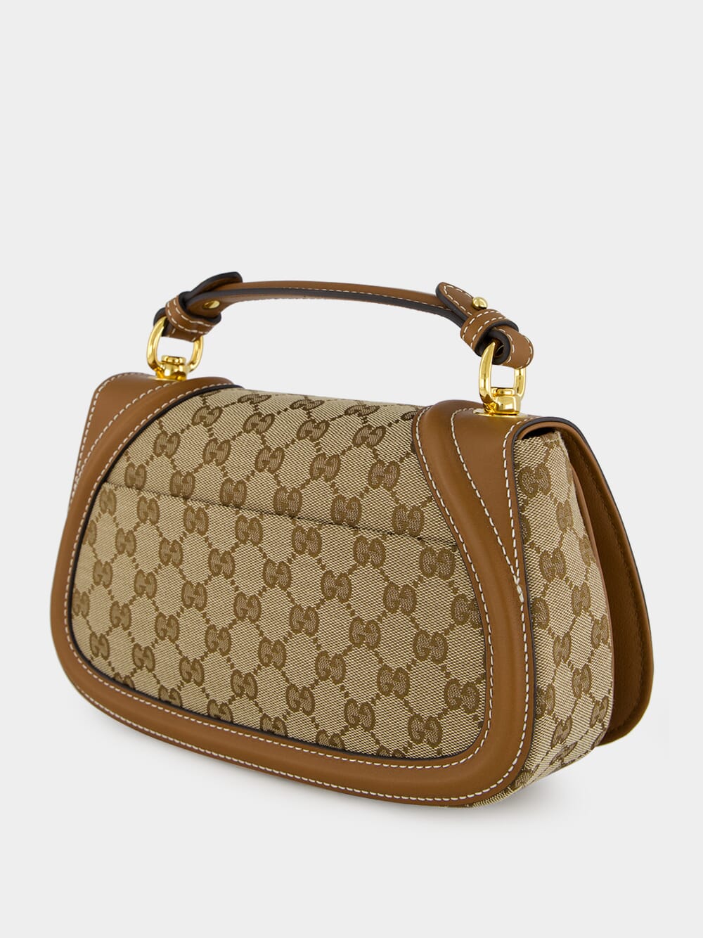 Beige and Dark Brown Blondie Small Top Handle Bag - Image 6