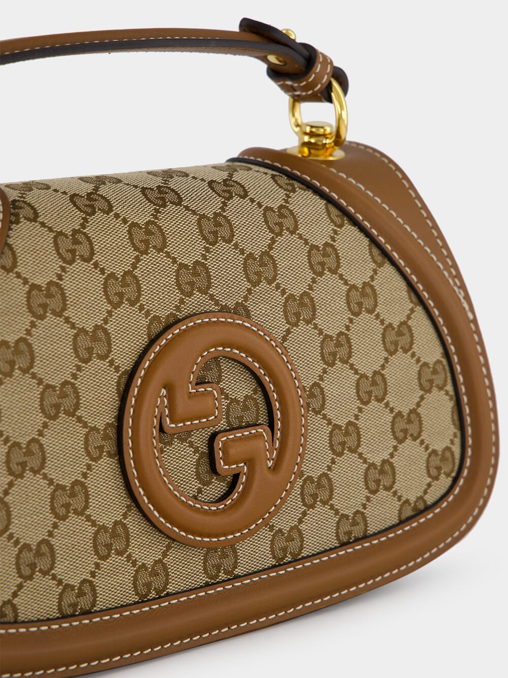 Beige and Dark Brown Blondie Small Top Handle Bag - Image 8