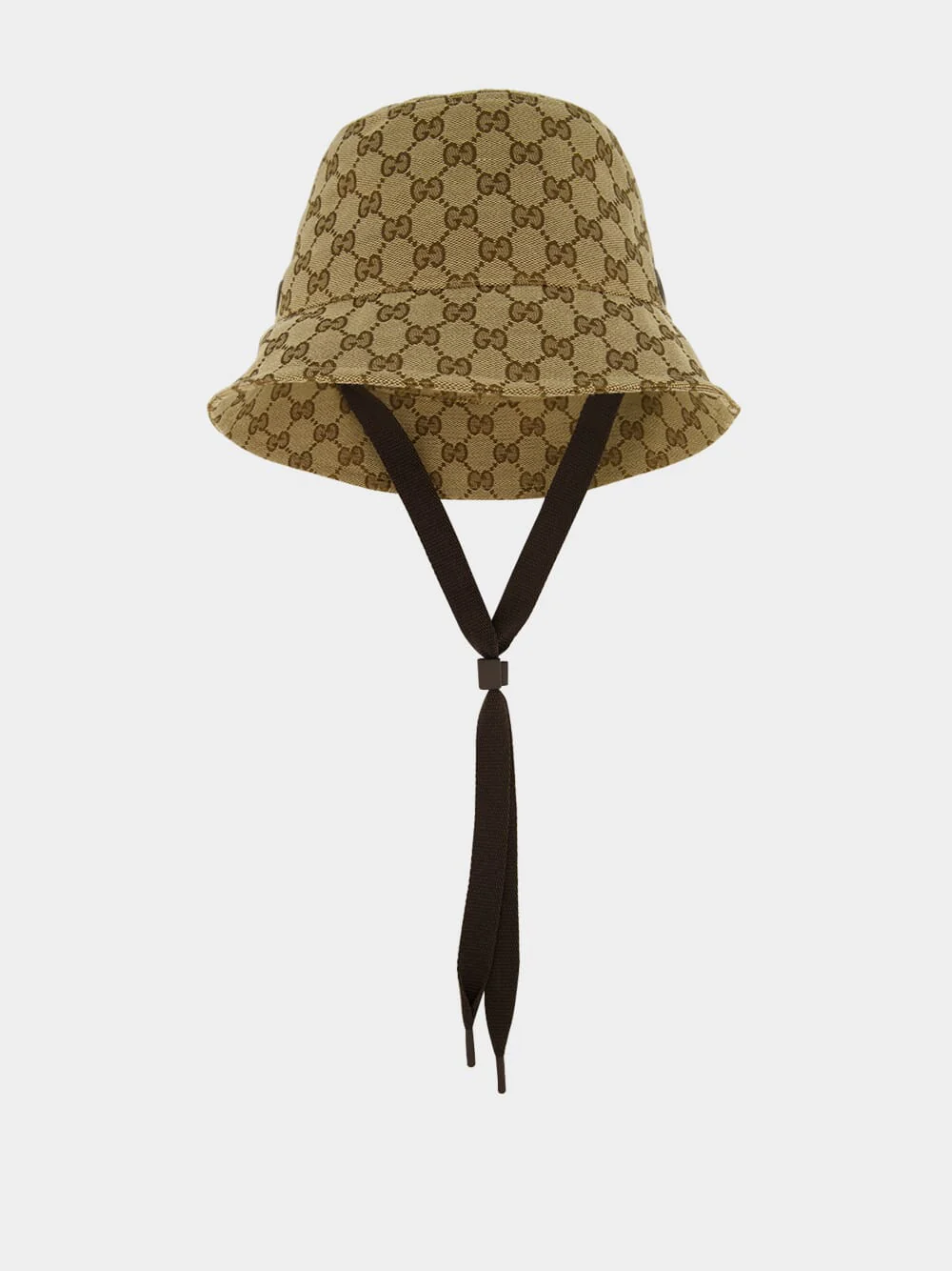 Beige and Dark Brown GG Canvas Bucket Hat with Tie - Image 4