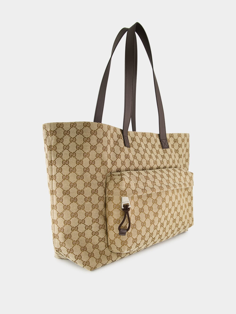 Beige and Dark Brown Large GG Tote Bag - Image 2