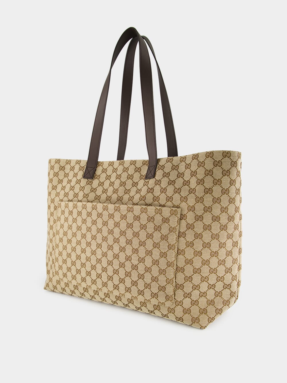 Beige and Dark Brown Large GG Tote Bag - Image 4