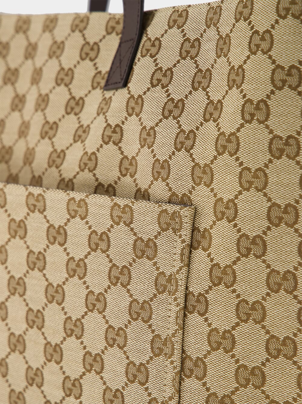 Beige and Dark Brown Large GG Tote Bag - Image 7