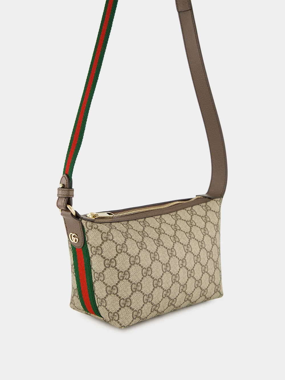 Beige and Dark Brown Ophidia Mini Shoulder Bag - Image 3