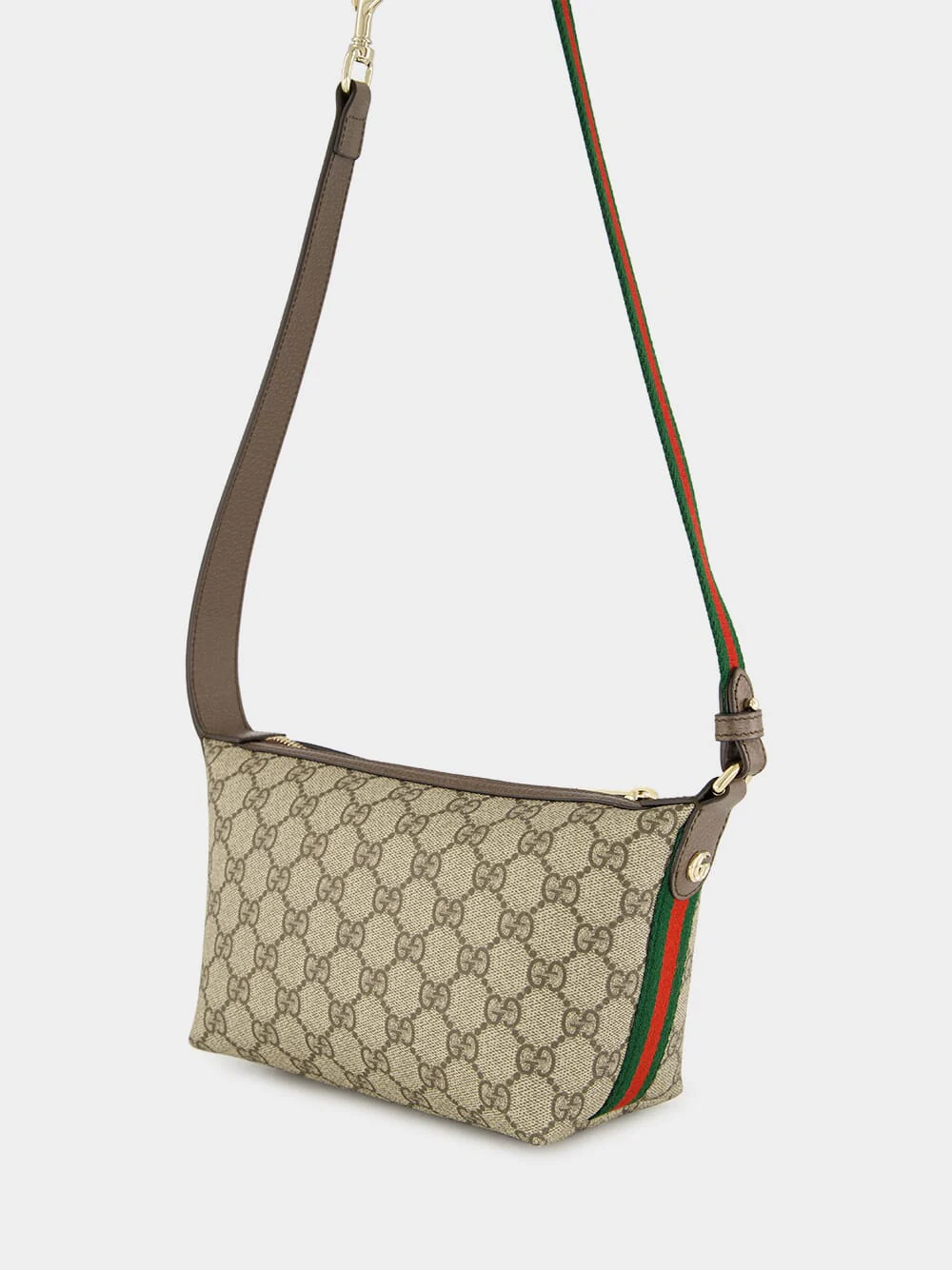 Beige and Dark Brown Ophidia Mini Shoulder Bag - Image 5
