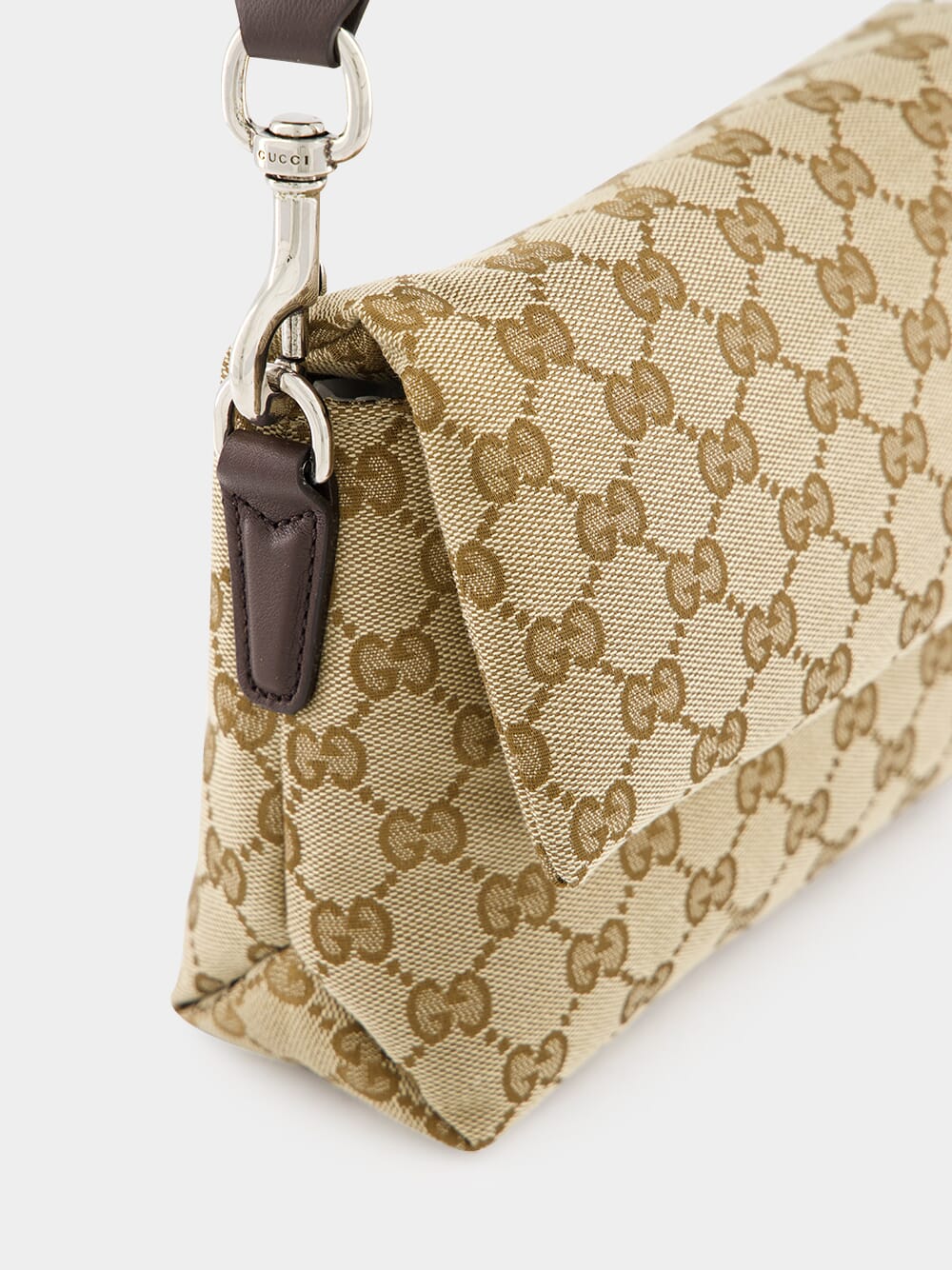 Beige and Dark Brown Small GG Crossbody Bag with Web - Image 6