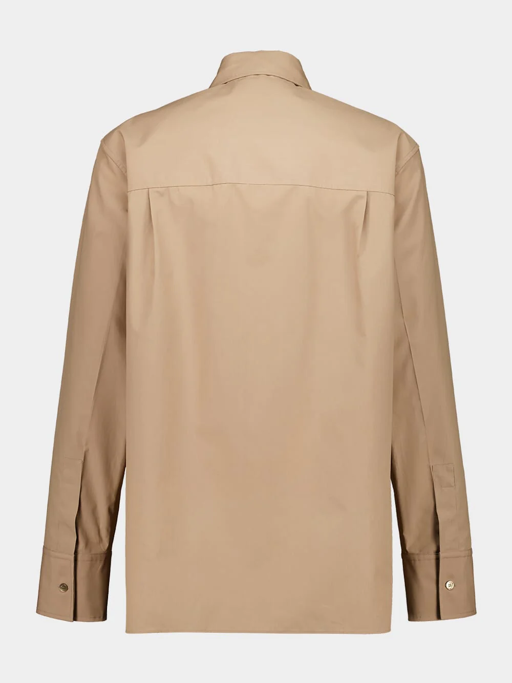 Beige Embossed Cotton Poplin Shirt - Image 2
