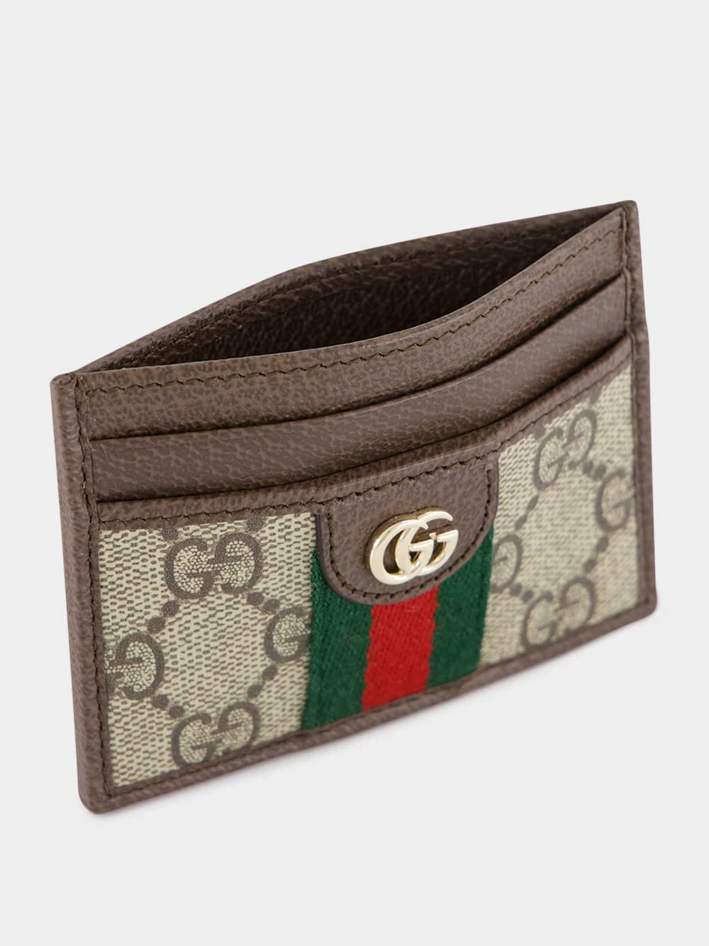 Beige GG Canvas Card Holder with Web Stripe - Image 3