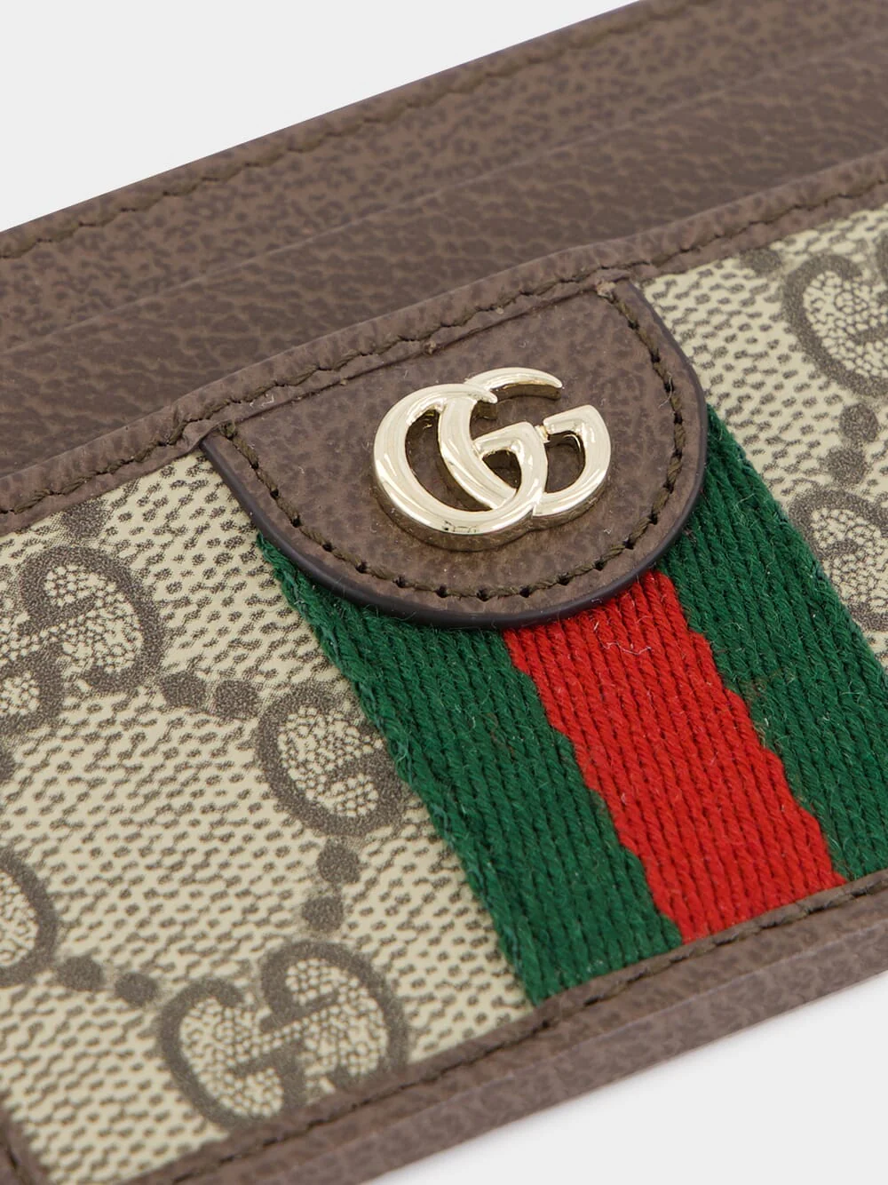 Beige GG Canvas Card Holder with Web Stripe - Image 4